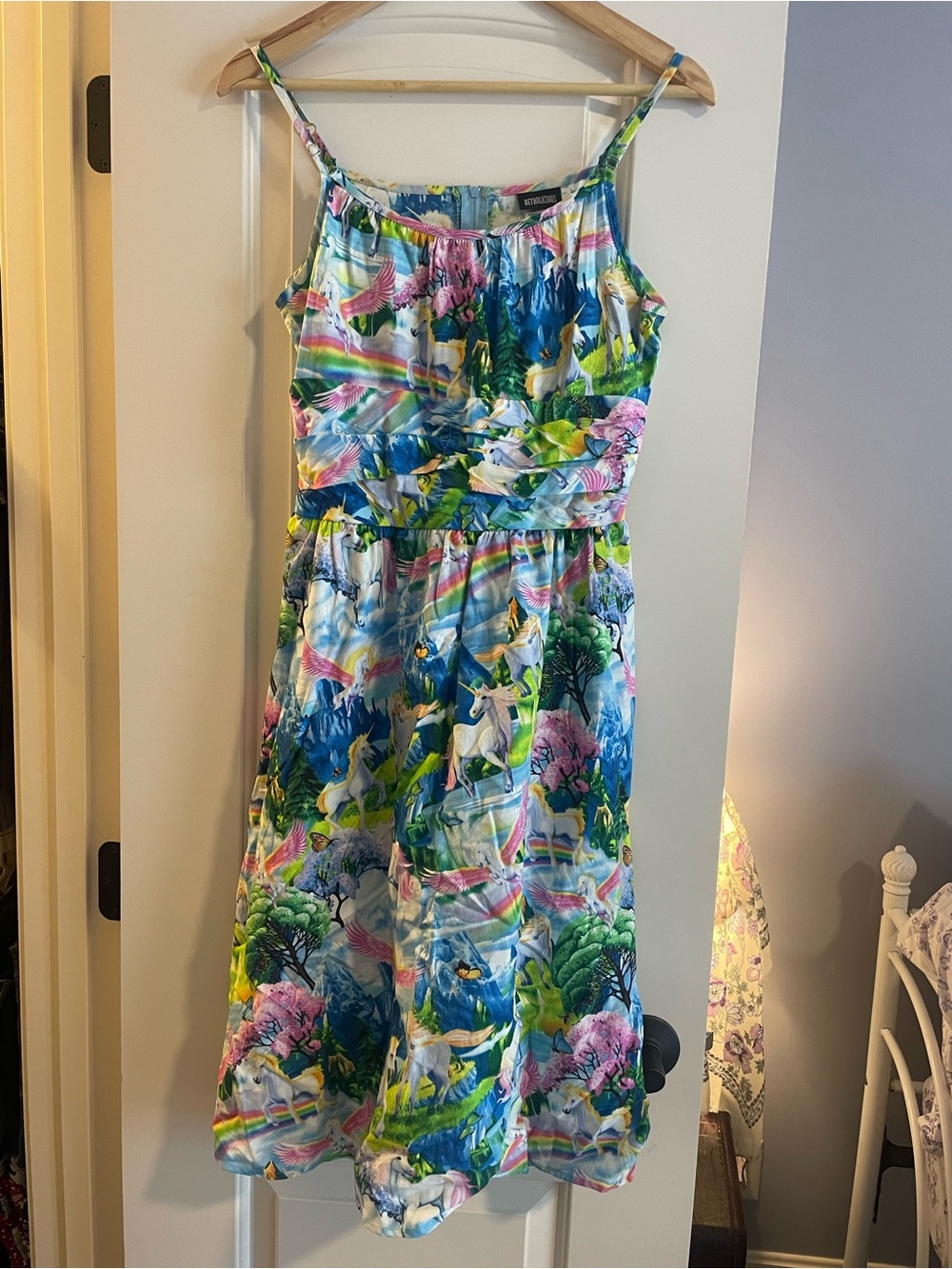 Retrolicious Women’s Sundress-spaghetti straps, unicorn print
